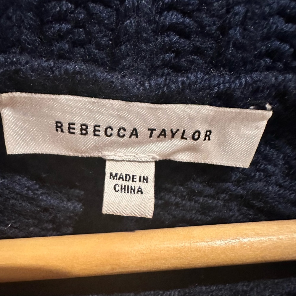 Rebecca Taylor Merino Chainette Pullover Sweater‎ Navy Blue Size Large - Picture 4 of 7